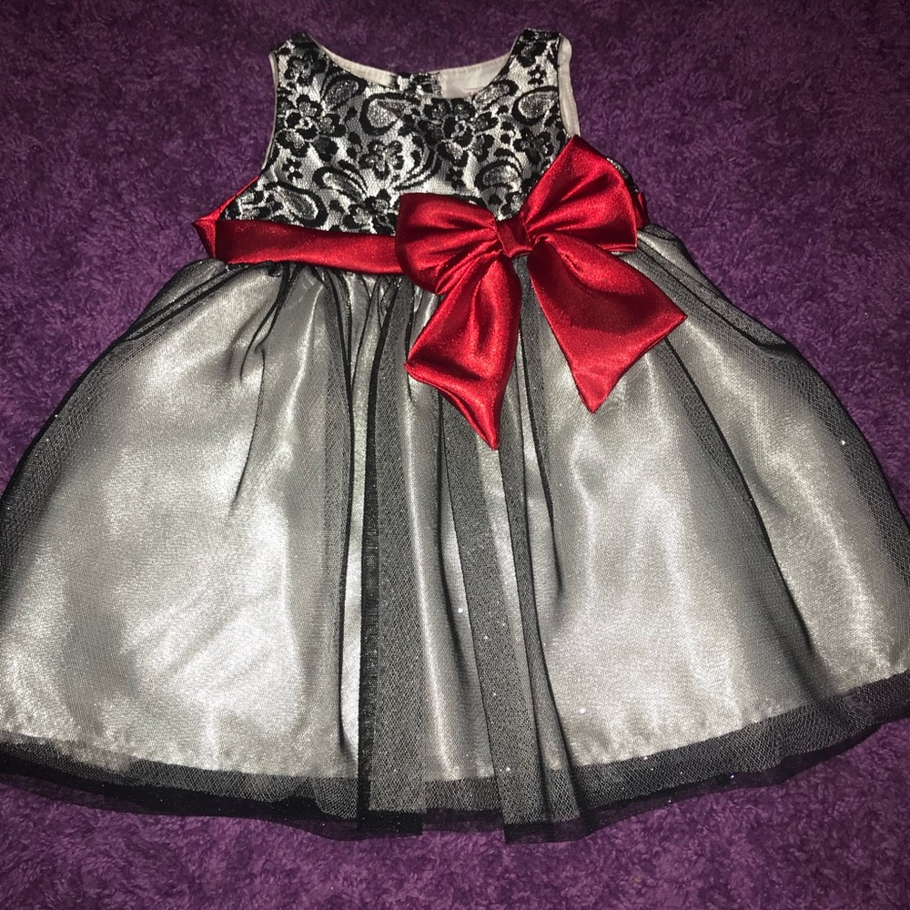 Black silver and red toddler dress